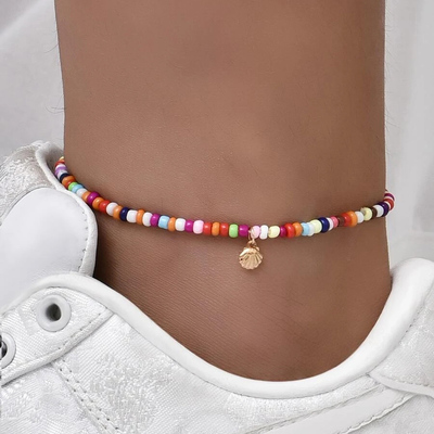 Boho Anklet Foot Chain Summer Bracelet Colorful Beads Shell