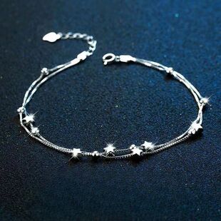 Sterling Silver Bead Chain Bracelets For Women Korean Sweet