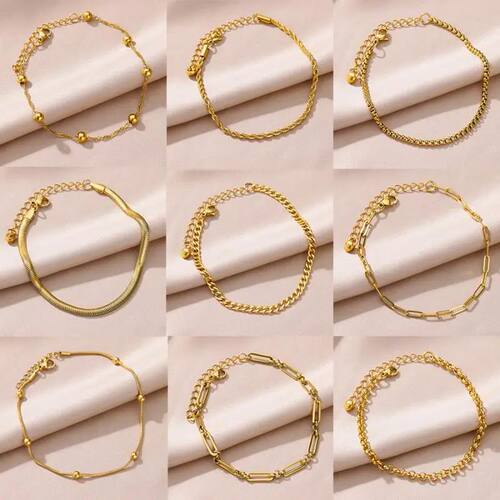 Anklets for Women Stainless Steel Gold Color Chain Anklet