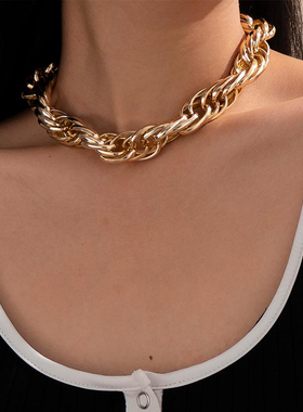 Salircon Punk Simple Big Chunky Chain Choker Necklace for