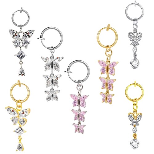 1Pc Butterfly Fake Belly Button Ring Fake Belly Piercing