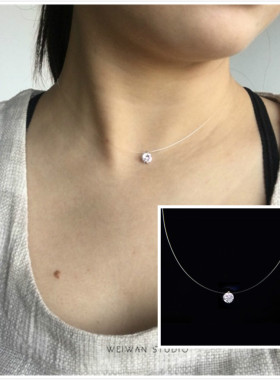 2022Female Transparent Fishing Line Necklace Invisible Women
