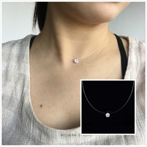 2022Female Transparent Fishing Line Necklace Invisible Women