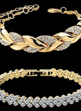 Luxury Love Braided Leaf Bracelet Charm Crystal Wedding