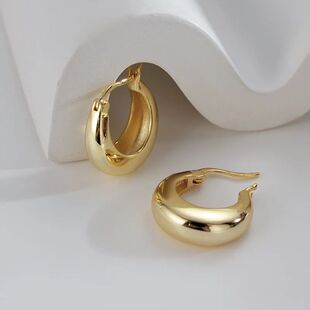 Sterling Silver Chunky Hoop Earrings for Women Geometric