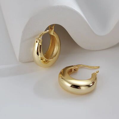 Sterling Silver Chunky Hoop Earrings for Women Geometric