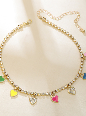 New Luxury Red Cherry Crystal Tennis Chain Women's Necklace