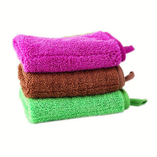 敏胤加厚双层超细纤维珊瑚绒多功能清洁巾M253彩色3条装 30cm 25cm