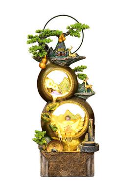 创意葫芦流水摆件假山喷泉中式禅意家居客厅庭院公室开业装饰品