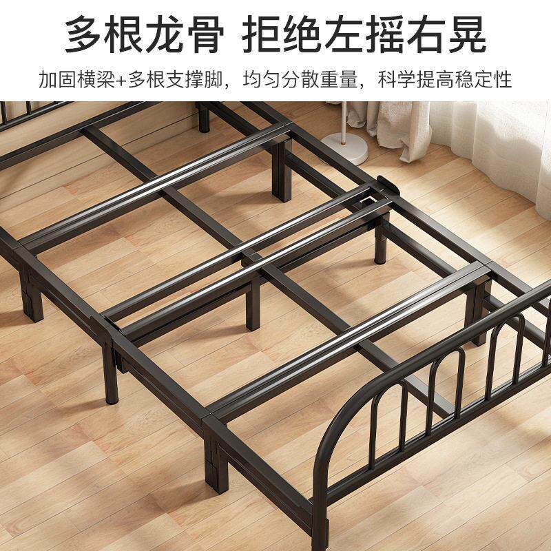 折叠床人家用实木简易床出租房双人铁床加固成人午睡1.2米小床