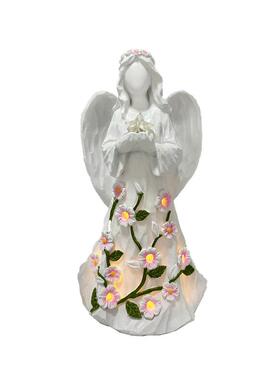玫瑰天使花朵缠绕白色天使翅膀室内外led灯装饰工艺品热