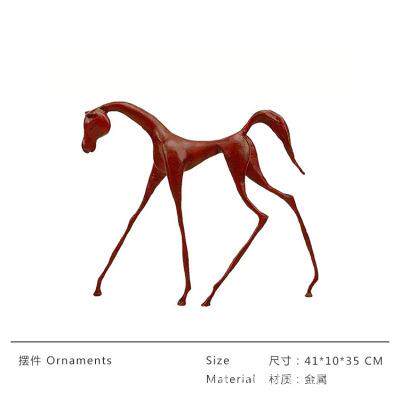 现代简约新中式抽象镂空意境骏马摆件样板房售楼玄关桌处软装饰品