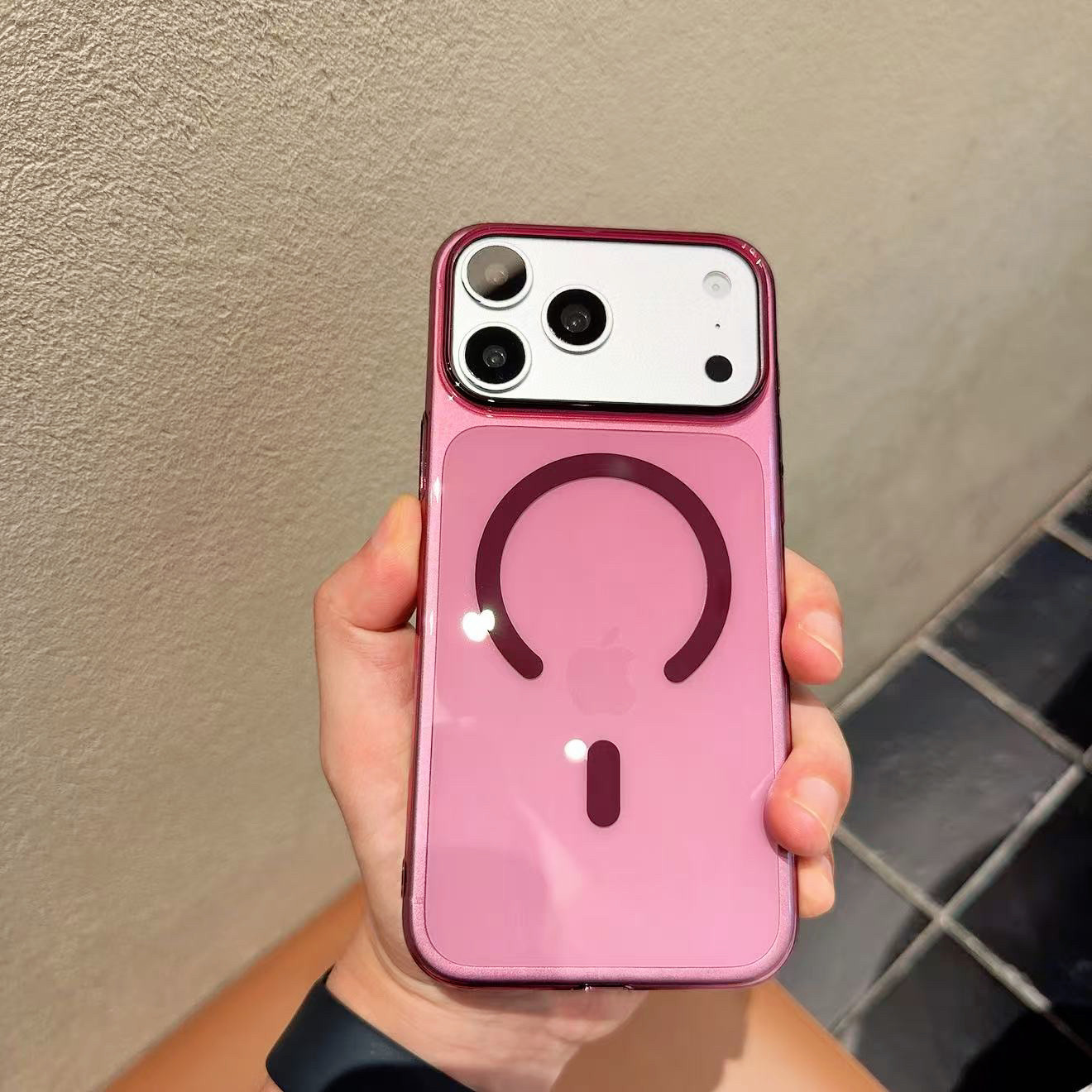 透明磁吸简约适用苹果iphone18pro max手机壳硬壳17pro高级感大视窗保护套新款勃艮第酒红女生高透17