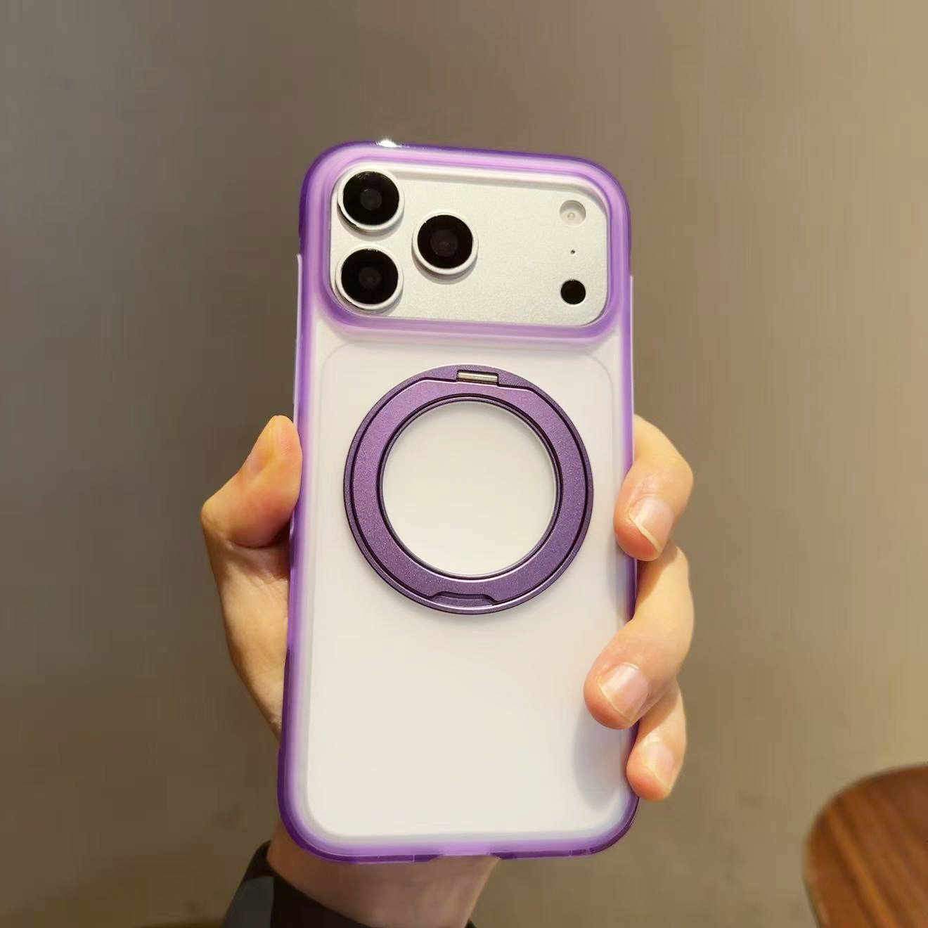 ins风简约适用iphone17pro max手机壳16指环支架15磁吸透明防摔女