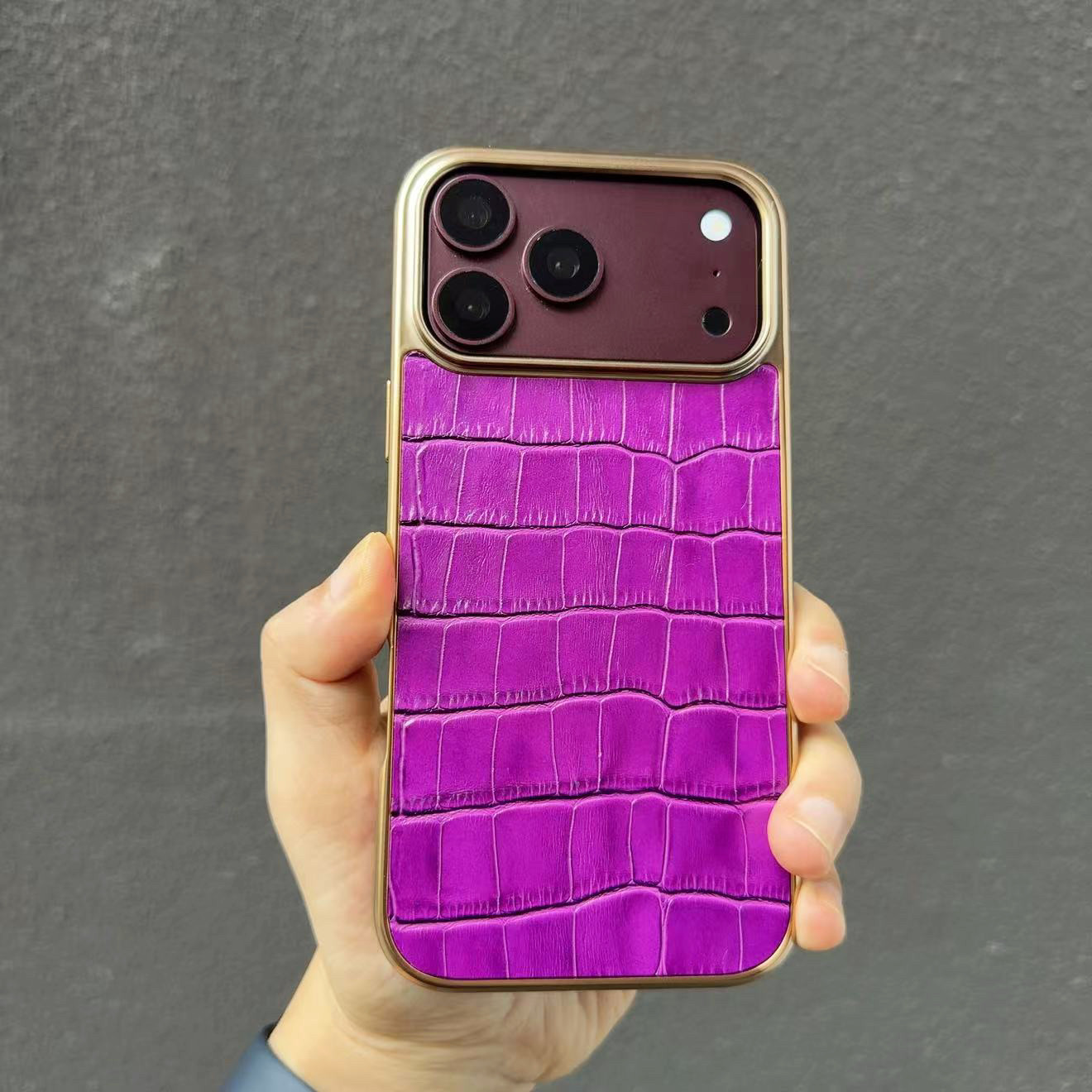 麦壳MK|真皮皮套iphone18promax手机壳鳄鱼纹17适用小众轻奢苹果18pro罗兰紫色大视窗外壳全包电镀边女新款
