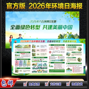 2026年六五环境日海报世界环境日海报环境日挂图65环境日横版海报环境日挂图展板世界环境日挂图环境保护海报