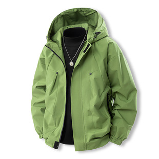 三防登山服工装 单冲防风外套男款 薄款 秋冬冲锋衣连帽纯色防水女款