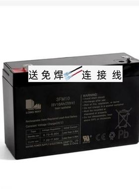 LONGWAY 儿童电动童车电瓶铅酸蓄电池3-FM-10 (6V10AH/20HR)6V伏
