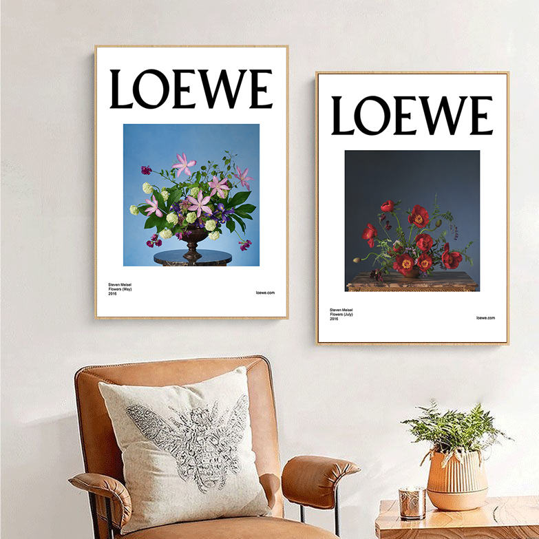 北欧LOEWE时尚海报花卉摄影ins风女装店装饰画房间卧室墙壁挂画图片