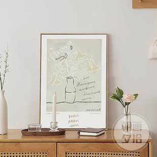 巴黎埃菲尔铁塔客厅装 抽象挂画北欧简约卧室餐厅壁画 饰画英文个性
