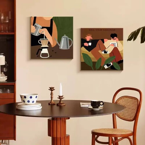 咖啡店装饰画咖啡厅饮品店水吧台餐厅墙面装饰画北欧小众复古摆画