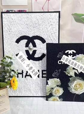 山茶花小香风黑白简约装饰画网红高级感艺术挂画餐厅卧室桌面摆画