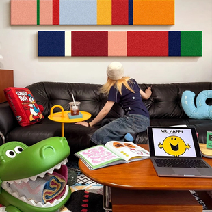 多巴胺客厅装 饰画简约抽象沙发背景墙挂画高级感主卧床头艺术壁画