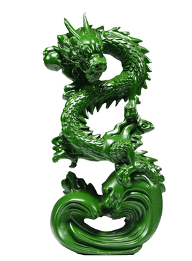 实木质绿色青龙新店开业送礼摆件