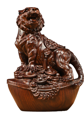 黑檀木雕虎e摆件红木十二生肖动物家居客厅办公室装饰开业乔迁送