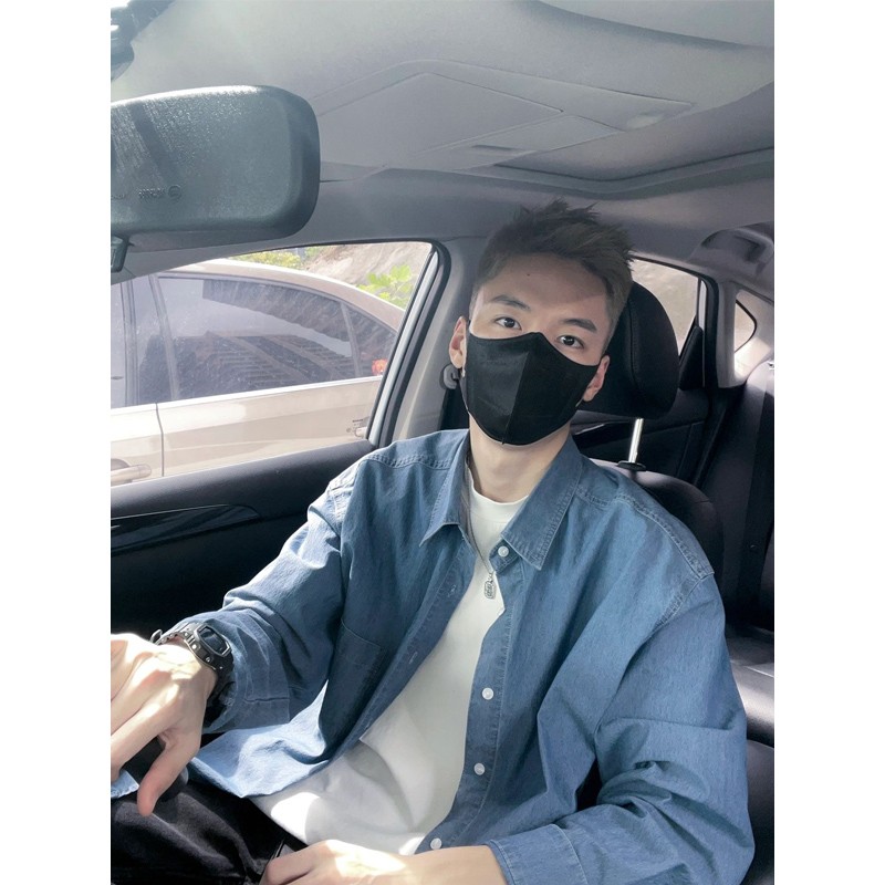 蓝色牛仔长袖衬衫男士衬衣男外套