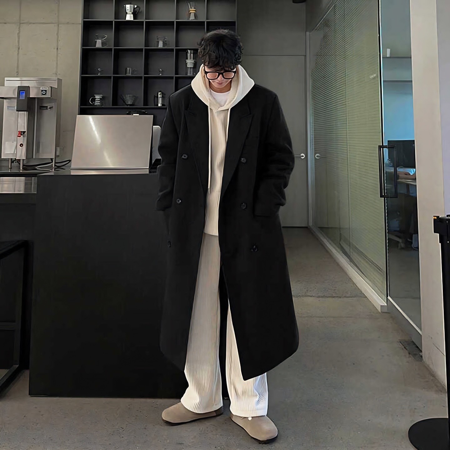 毛呢大衣男中长过膝风衣加厚外套