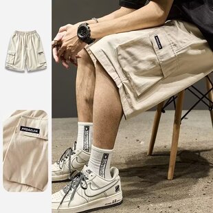 男大口袋工装 加肥加大胖子外穿松紧腰运动五分裤 短裤 夏季 薄款 大码