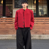 安可拉红毛呢西装 西服 夹克春秋新中式 外套男士 老钱风高级穿搭短款