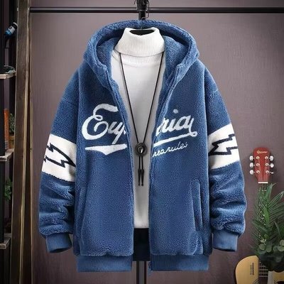 羊羔毛棉衣男士冬季加绒加厚潮流