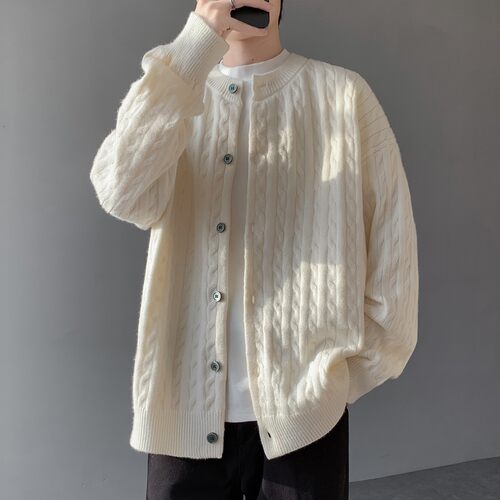 麻花针织开衫外套男士春秋季毛衣