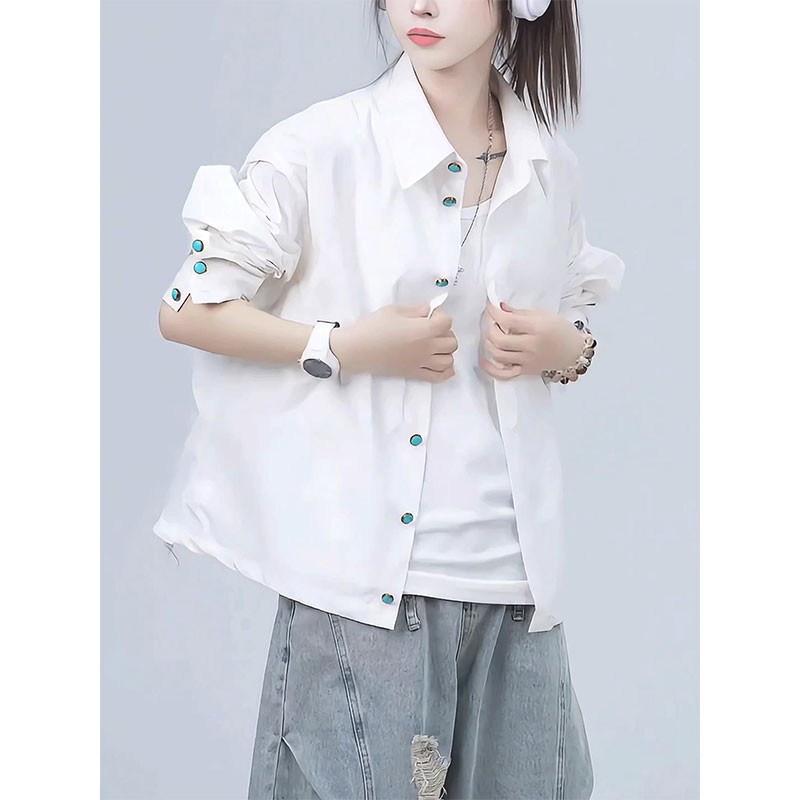 绿松石衬衫男长袖衬衣情侣装外套