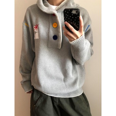 刺绣连帽毛衣男卫衣针织情侣外套