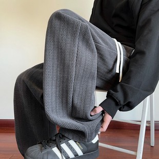 潮牌雪尼尔重磅百搭长裤 休闲裤 高街垂感直筒vibe运动裤 秋季 子 男款