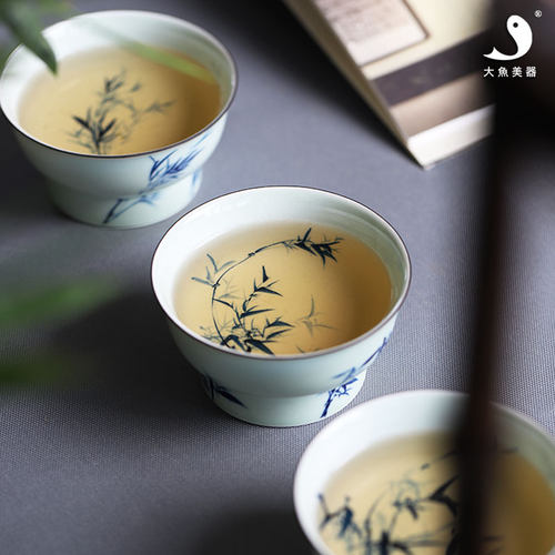 大鱼美器普洱茶主人杯青花