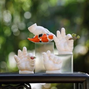 大鱼美器X锷山工作室 轻松系列 雕塑摆件茶宠 轻松拿捏一切 比心