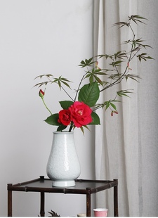 大魚美器 青白瓷花瓶 湖田窑半刀泥纯手工花器