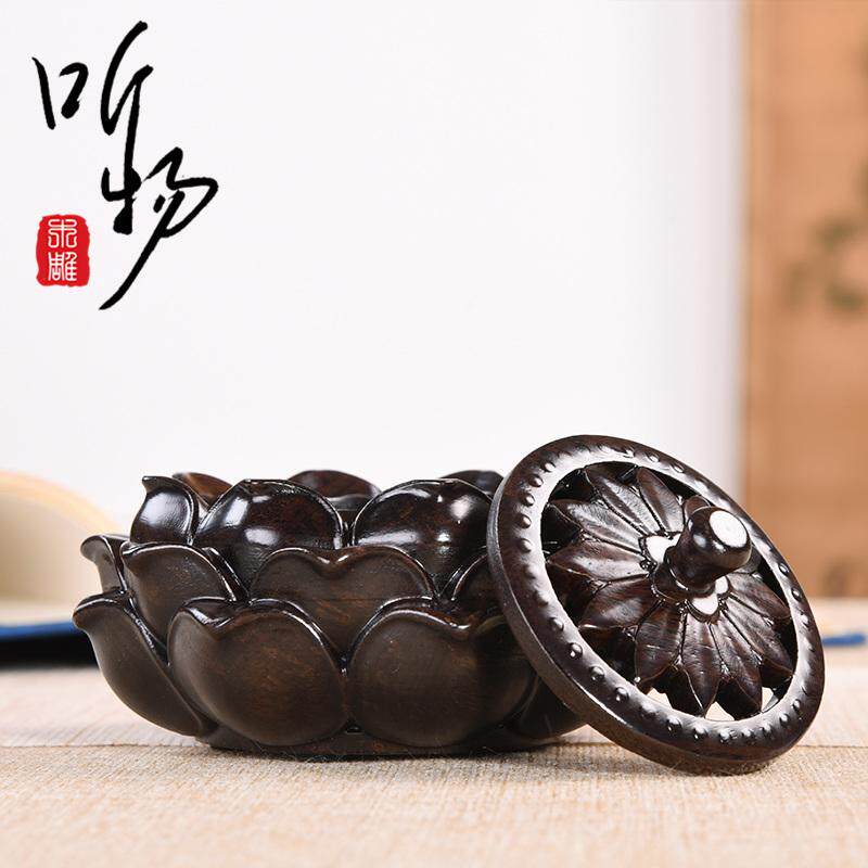 听物家居实木黑檀镂空莲花香炉