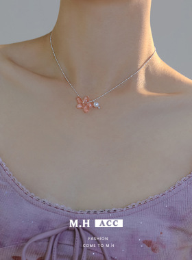 韩系简约ins超仙琉璃花朵项链女款小众设计精致百搭高级感锁骨链