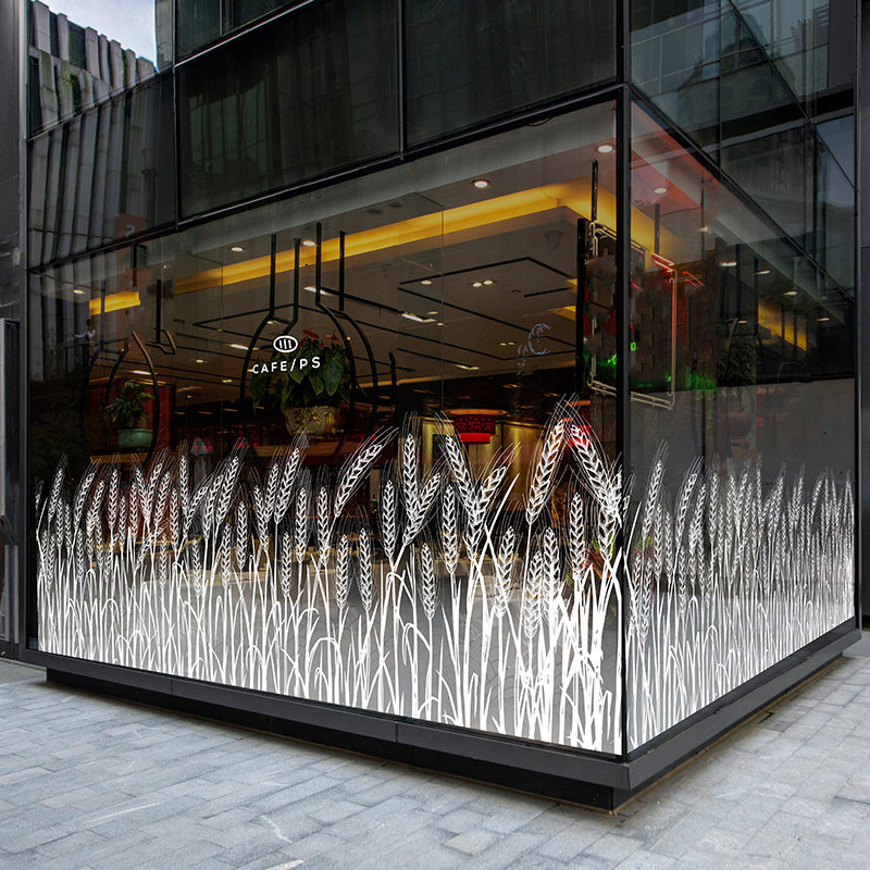 简约麦穗玻璃装饰贴画创意餐饮面包店橱窗布置静电无胶窗花整张贴
