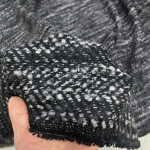 黑灰大人字羊毛呢布料 大衣西服套装半身裙手工DIY设计师服装面料