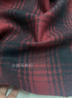 经典红黑格子羊毛呢布料 秋冬大衣外套设计师手工DIY服装热卖面料
