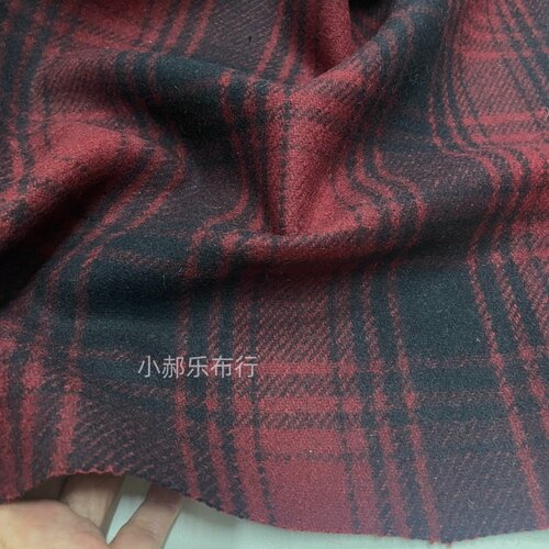 经典红黑格子羊毛呢布料 秋冬大衣外套设计师手工DIY服装热卖面料