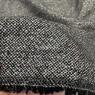 彩点银丝羊毛钢花呢布料 西服套装夹克半身裙裤子 设计师定制面料