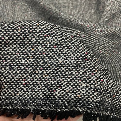 彩点银丝羊毛钢花呢布料 西服套装夹克半身裙裤子 设计师定制面料