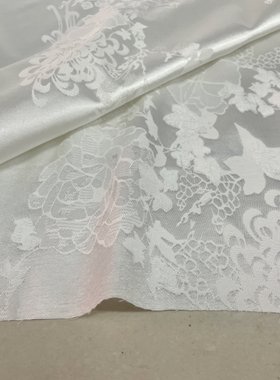 纯白色织锦缎提花汉服旗袍古装cos服布料 数码压花设计师工艺面料